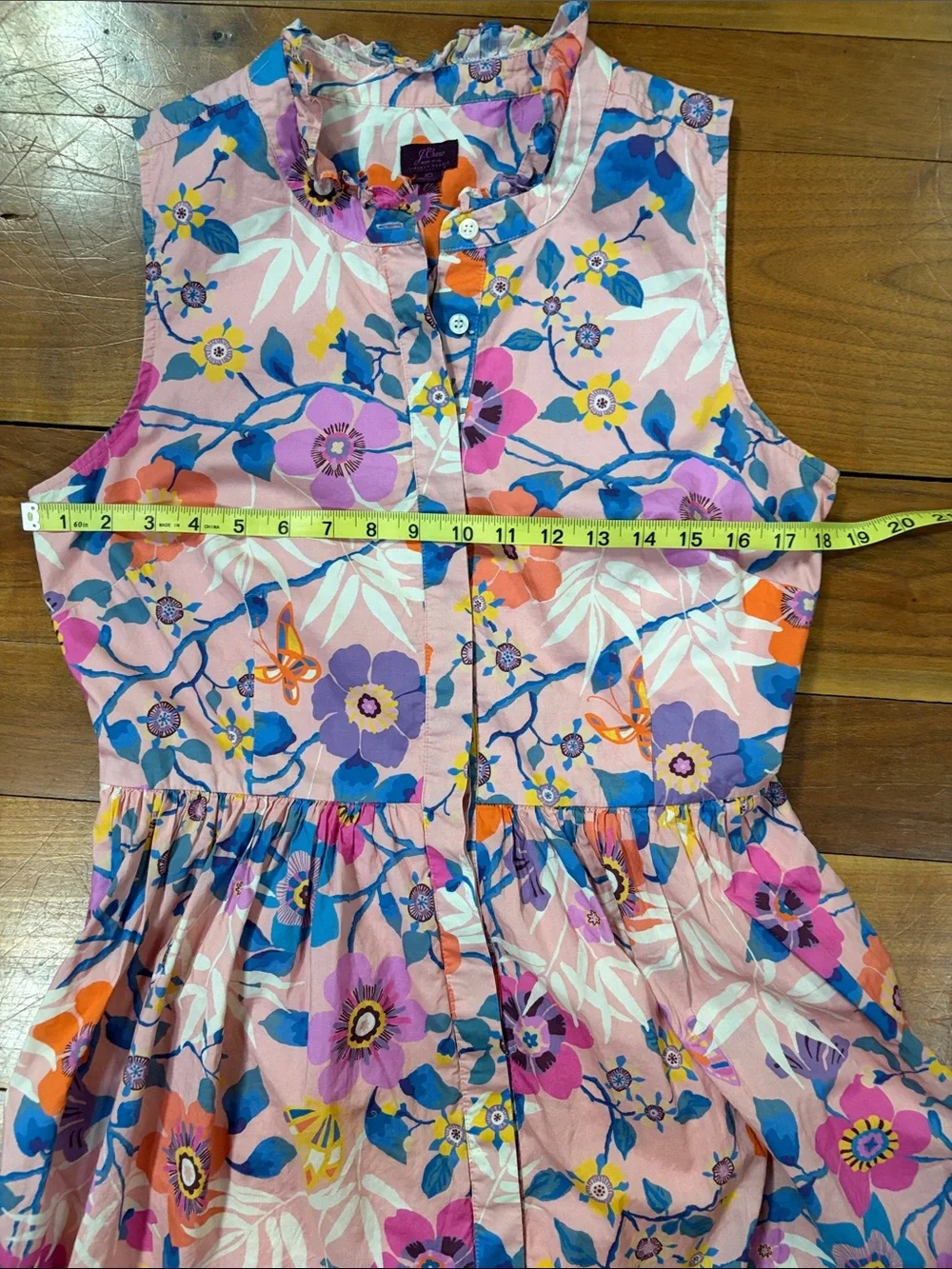 J. Crew Pink Floral Sleeveless Button-Front Cocktail Dress
